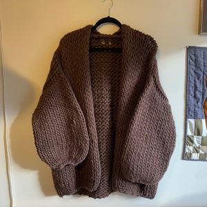 Hendrik Lou chunky knit oversized cardigan in Brown